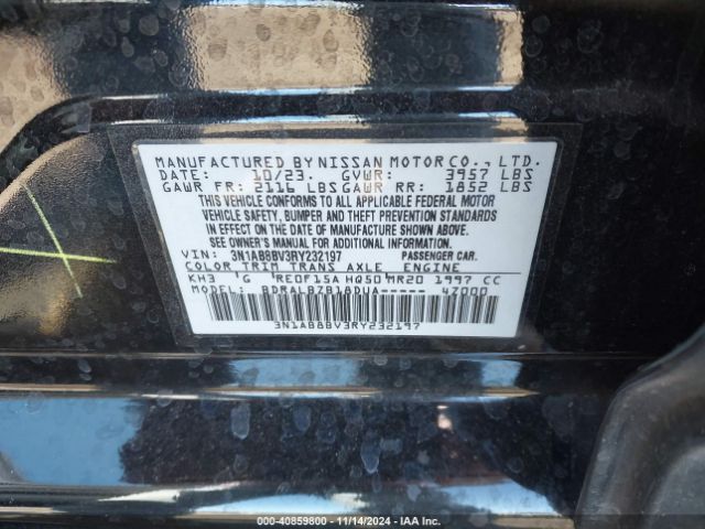 3N1AB8BV3RY232197 Nissan Sentra S Xtronic Cvt