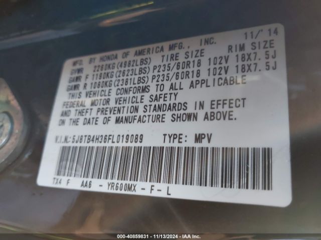 5J8TB4H36FL019089 Acura RDX