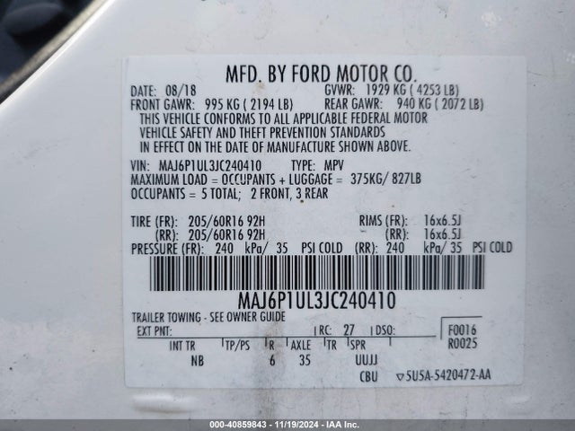 Ford Ecosport Se 2018 MAJ6P1UL3JC240410 Image 9