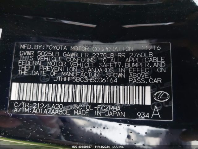 JTHHP5BC3H5006164 Lexus RC F