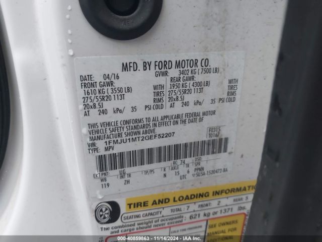 1FMJU1MT2GEF52207 Ford Expedition Platinum