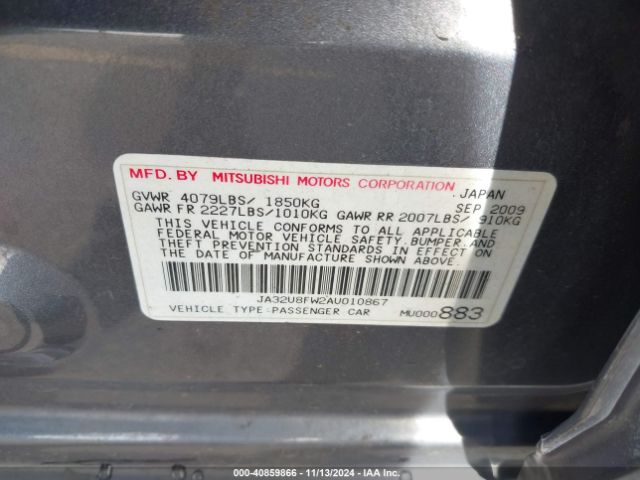 2010 MITSUBISHI LANCER JA32U8FW2AU010867 Photo 8