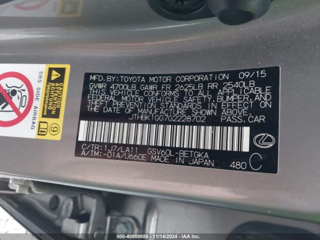 JTHBK1GG7G2228702 Lexus ES 350