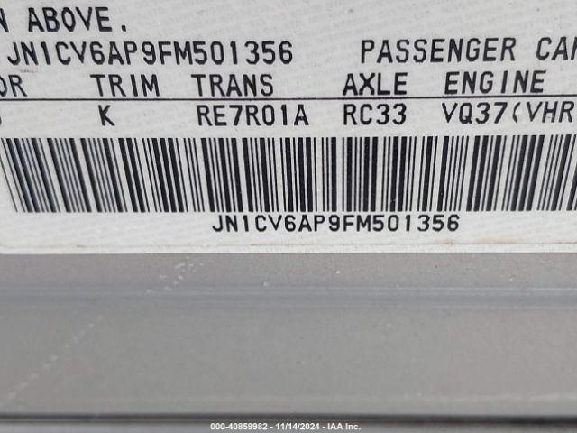JN1CV6AP9FM501356 Infiniti Q40