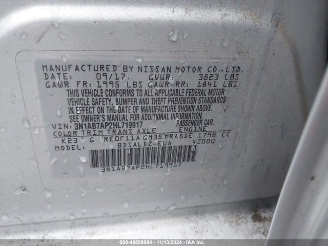 3N1AB7AP2HL719917 Nissan SENTRA SV