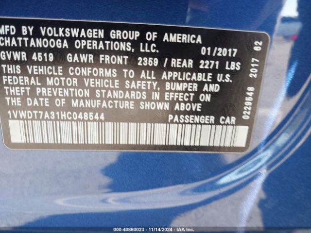 1VWDT7A31HC048544 Volkswagen Passat 1.8t R-line