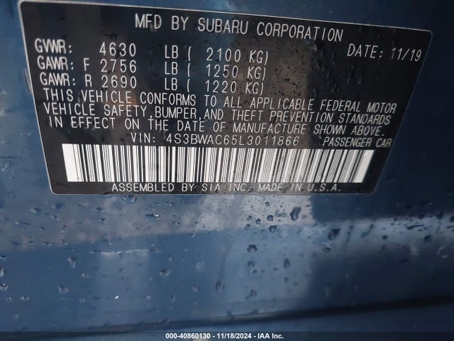 4S3BWAC65L3011866 Subaru Legacy Premium