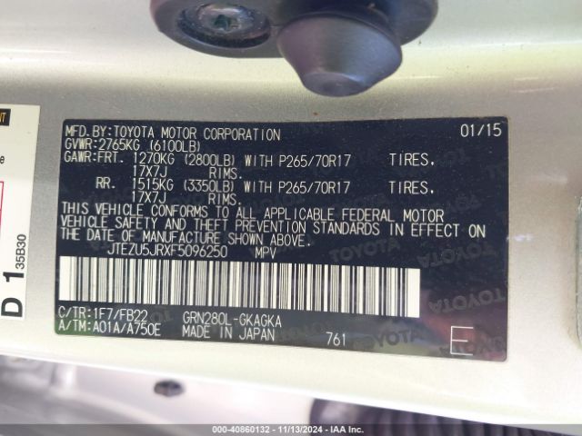 JTEZU5JRXF5096250 Toyota 4RUNNER SR5