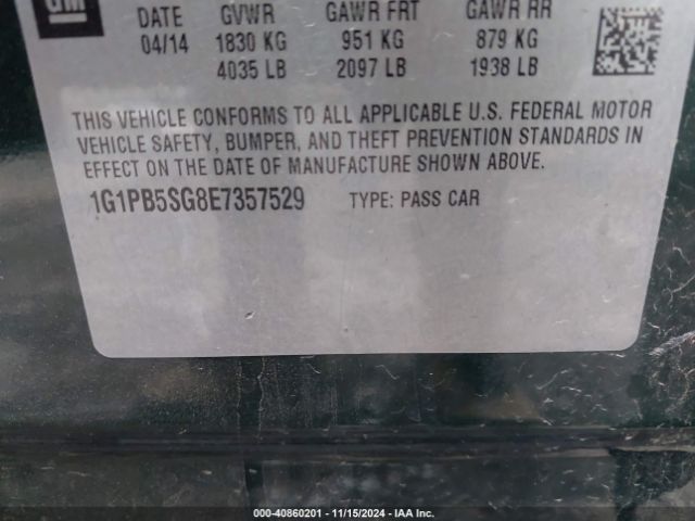 1G1PB5SG8E7357529 Chevrolet Cruze Ls Manual