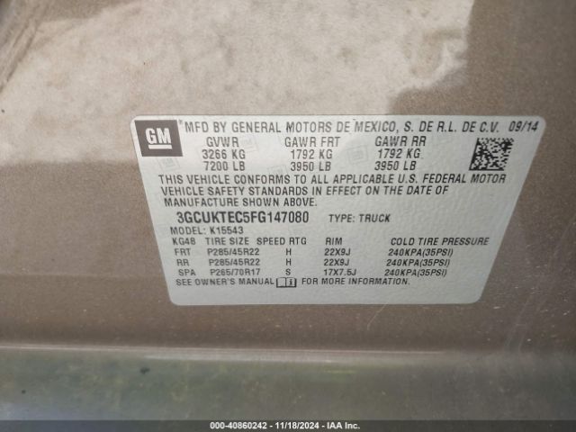 3GCUKTEC5FG147080 Chevrolet Silverado 1500 High Country