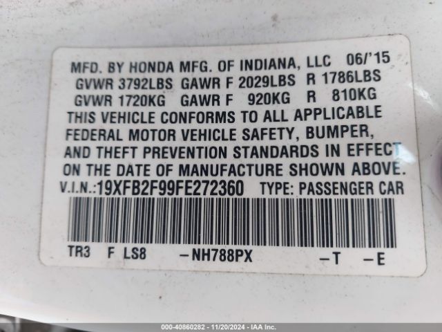 19XFB2F99FE272360 Honda Civic Ex-l