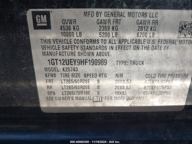 1GT12UEY9HF190989 GMC Sierra 2500hd Denali
