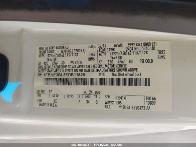 1FBNE3BL5EDB11826 Ford E-350 Super Duty Xl