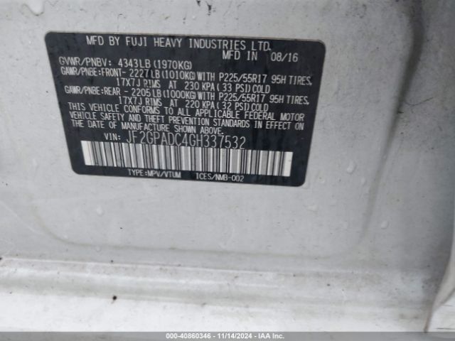 JF2GPADC4GH337532 Subaru Crosstrek 2.0i Premium