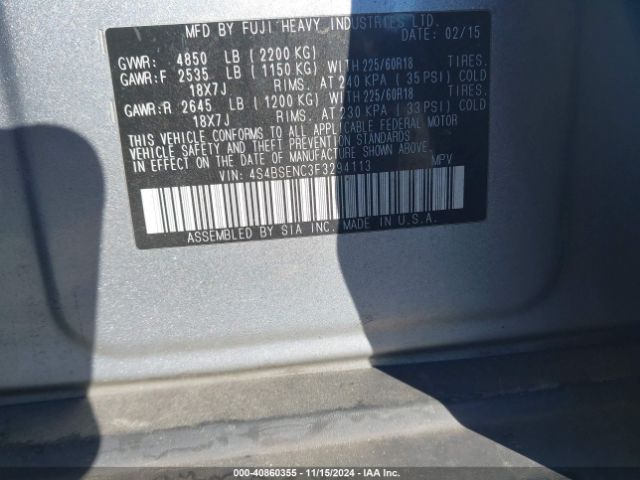 4S4BSENC3F3294113 Subaru Outback 3.6r Limited