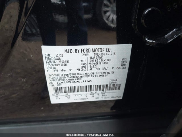 5LM5J0XC5PGL11145 Lincoln Aviator Livery