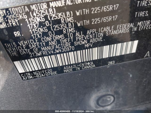 2T3WFREV4JW430970 Toyota Rav4 Adventure/xle