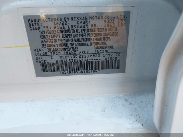 Nissan Sentra Sr Xtronic Cvt 2022 3N1AB8DV0NY317862 Image 9