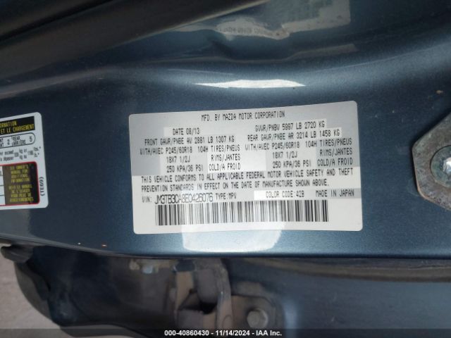 JM3TB3CA8E0426076 Mazda Cx-9 Touring