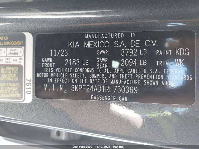 KIA Forte Lxs 2024 3KPF24AD1RE730369 Image 9