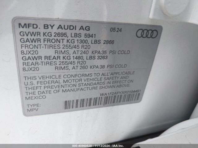 2024 AUDI Q5 WA1F2AFYXR2104451 Photo 8