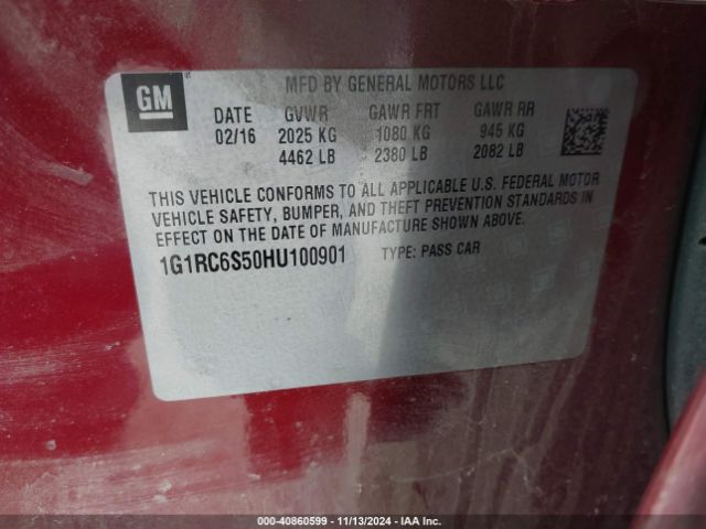 1G1RC6S50HU100901 Chevrolet VOLT LT
