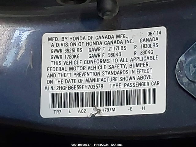 Honda CIVIC SI 2014 2HGFB6E59EH703578 Image 9