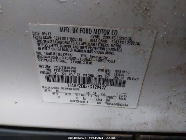 1FAHP2E83EG129427 Ford TAURUS SEL