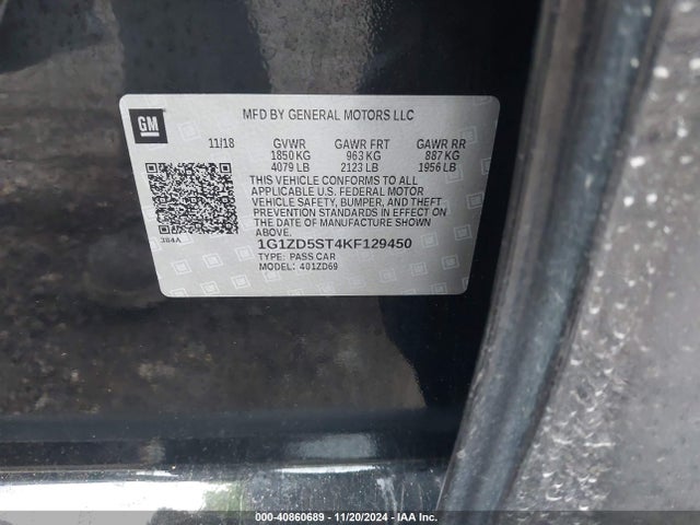 1G1ZD5ST4KF129450 Chevrolet MALIBU LT
