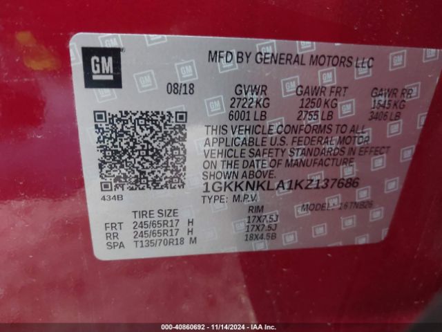 1GKKNKLA1KZ137686 GMC Acadia Sle-1