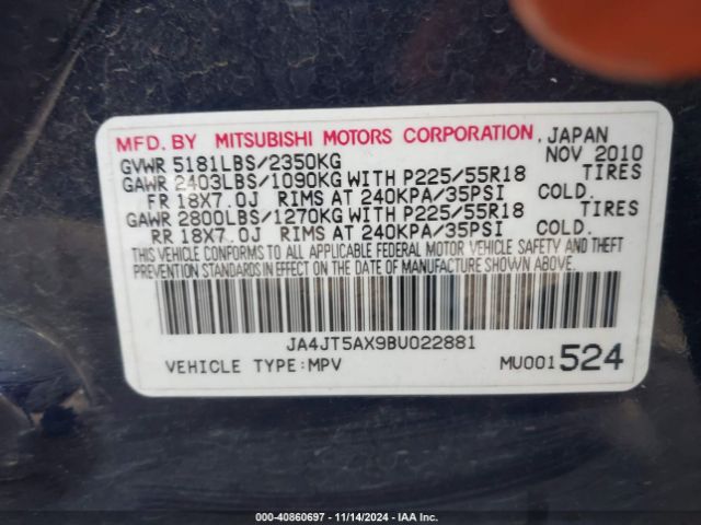2011 MITSUBISHI OUTLANDER JA4JT5AX9BU022881 Photo 8