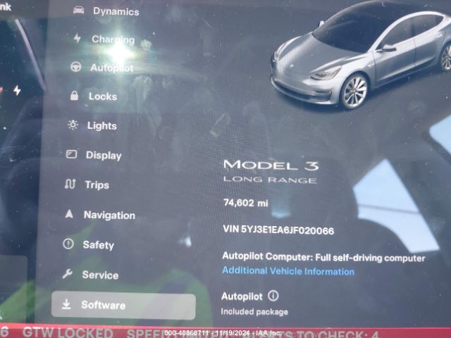 5YJ3E1EA6JF020066 Tesla Model 3 Long Range/mid Range