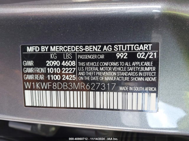 W1KWF8DB3MR627317 Mercedes-Benz C 300 Sedan