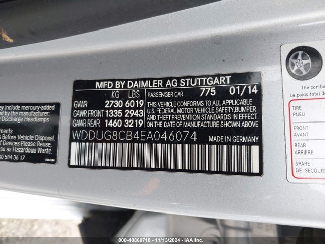 WDDUG8CB4EA046074 Mercedes-Benz S 550
