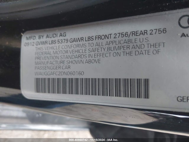 2013 AUDI A6 WAUGGAFC2DN060160 Photo 8