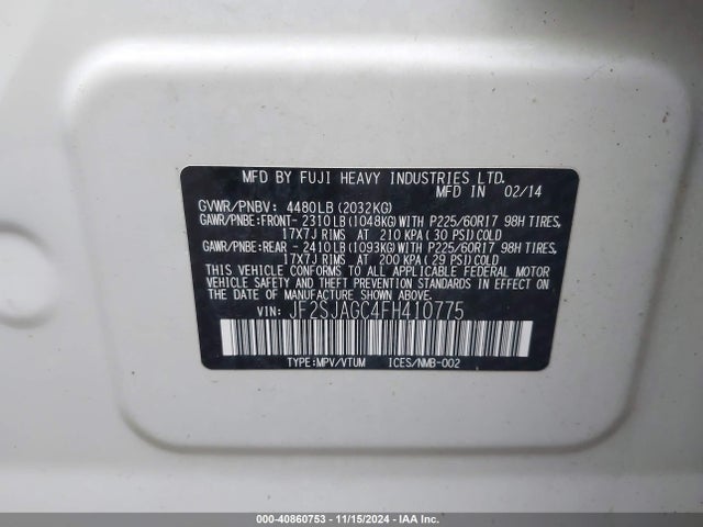 JF2SJAGC4FH410775 Subaru Forester 2.5i Premium