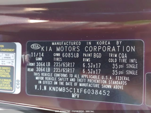 KNDMB5C1XF6038452 KIA SEDONA LX