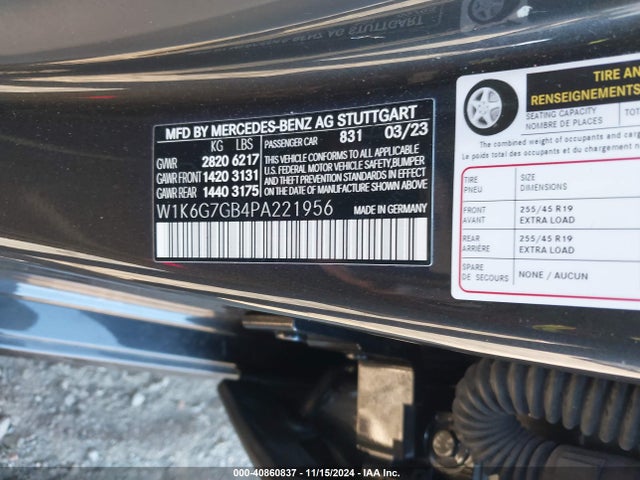 W1K6G7GB4PA221956 Mercedes-Benz S 580 4matic