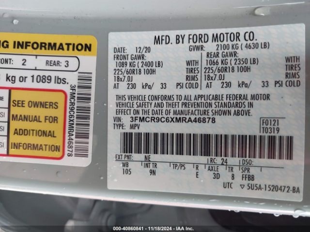 3FMCR9C6XMRA46878 Ford Bronco Sport Outer Banks