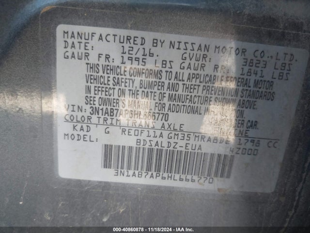 Nissan SENTRA SV 2017 3N1AB7AP6HL666770 Image 9