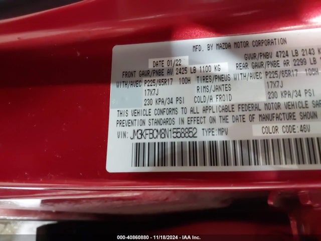 JM3KFBCM8N1558852 Mazda Cx-5 2.5 S Preferred