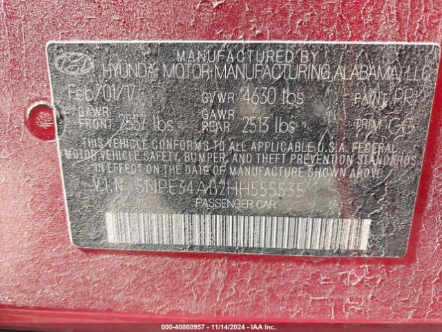 5NPE34AB2HH555535 Hyundai Sonata Sport 2.0t