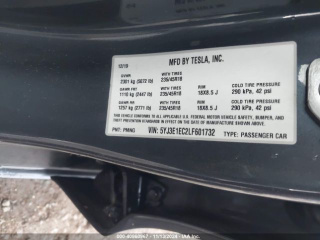 5YJ3E1EC2LF601732 Tesla Model 3 Performance Dual Motor All-wheel Drive