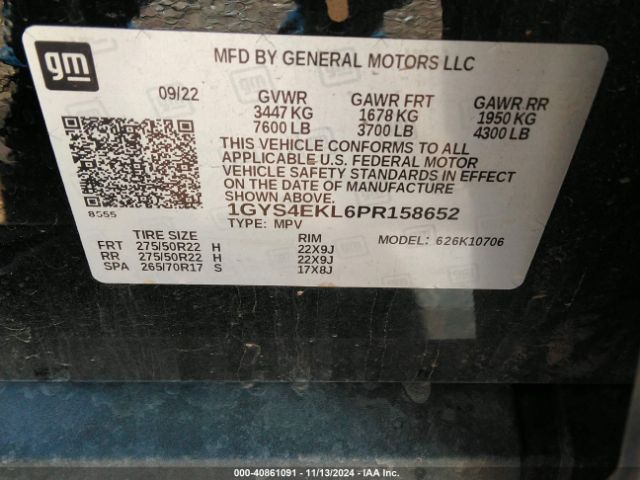 1GYS4EKL6PR158652 Cadillac Escalade 4wd Sport
