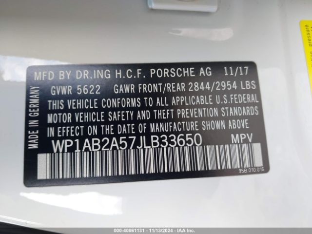 WP1AB2A57JLB33650 Porsche MACAN S