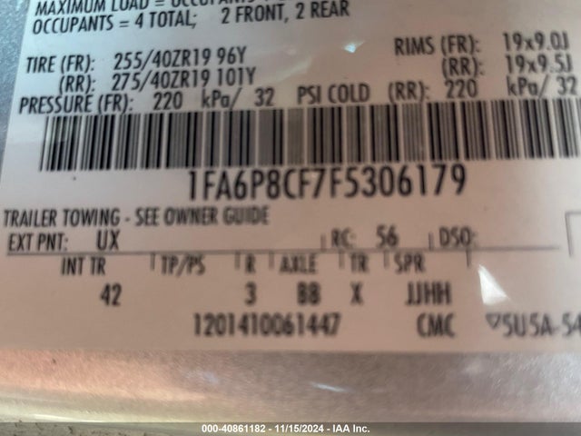 1FA6P8CF7F5306179 Ford Mustang Gt Premium