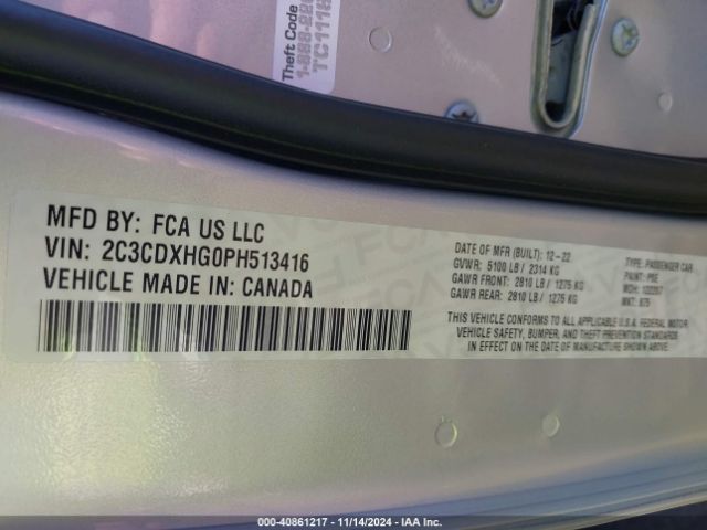 2C3CDXHG0PH513416 Dodge CHARGER GT