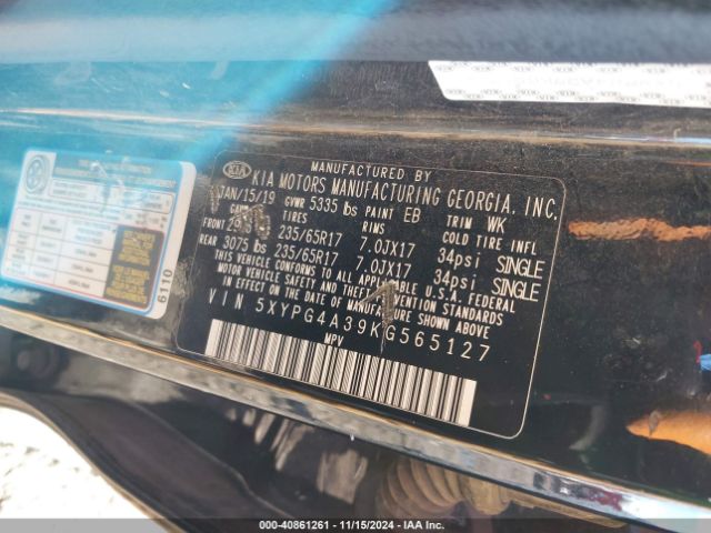 5XYPG4A39KG565127 KIA Sorento 2.4l L