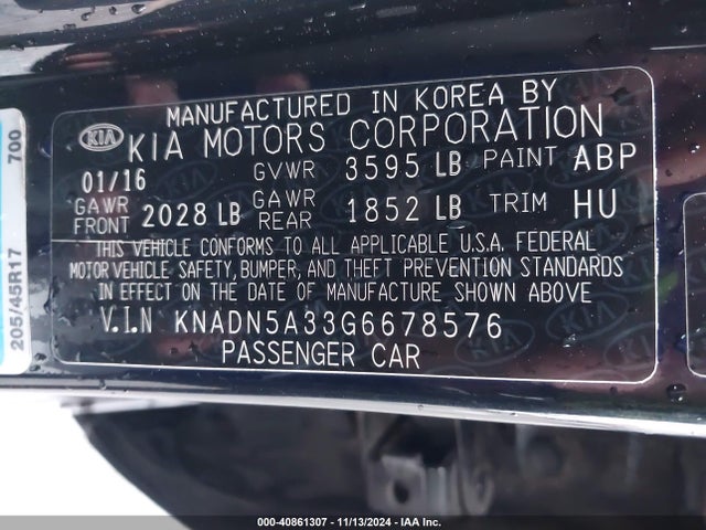 KNADN5A33G6678576 KIA Rio Sx