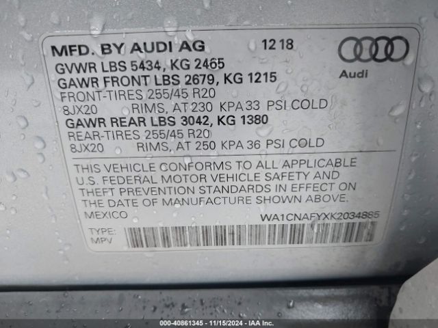 WA1CNAFYXK2034885 Audi Q5 45 Premium
